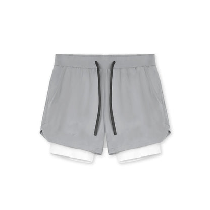 Fitness shorts men's nylon running muscle training stretch quick drying American double-layer basketball shorts summer