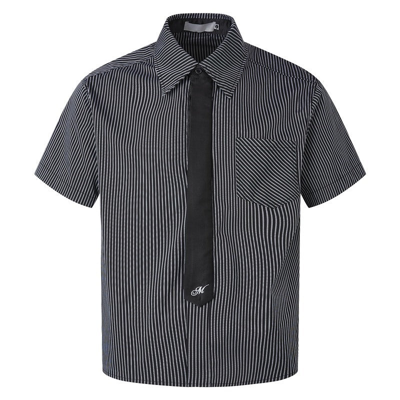 Short Sleeve Shirt Loose Casual College Style Blouse for Men Summer