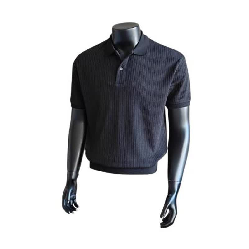 Polo Shirt Men's Short Sleeve Henley Collar Embossed T-Shirt