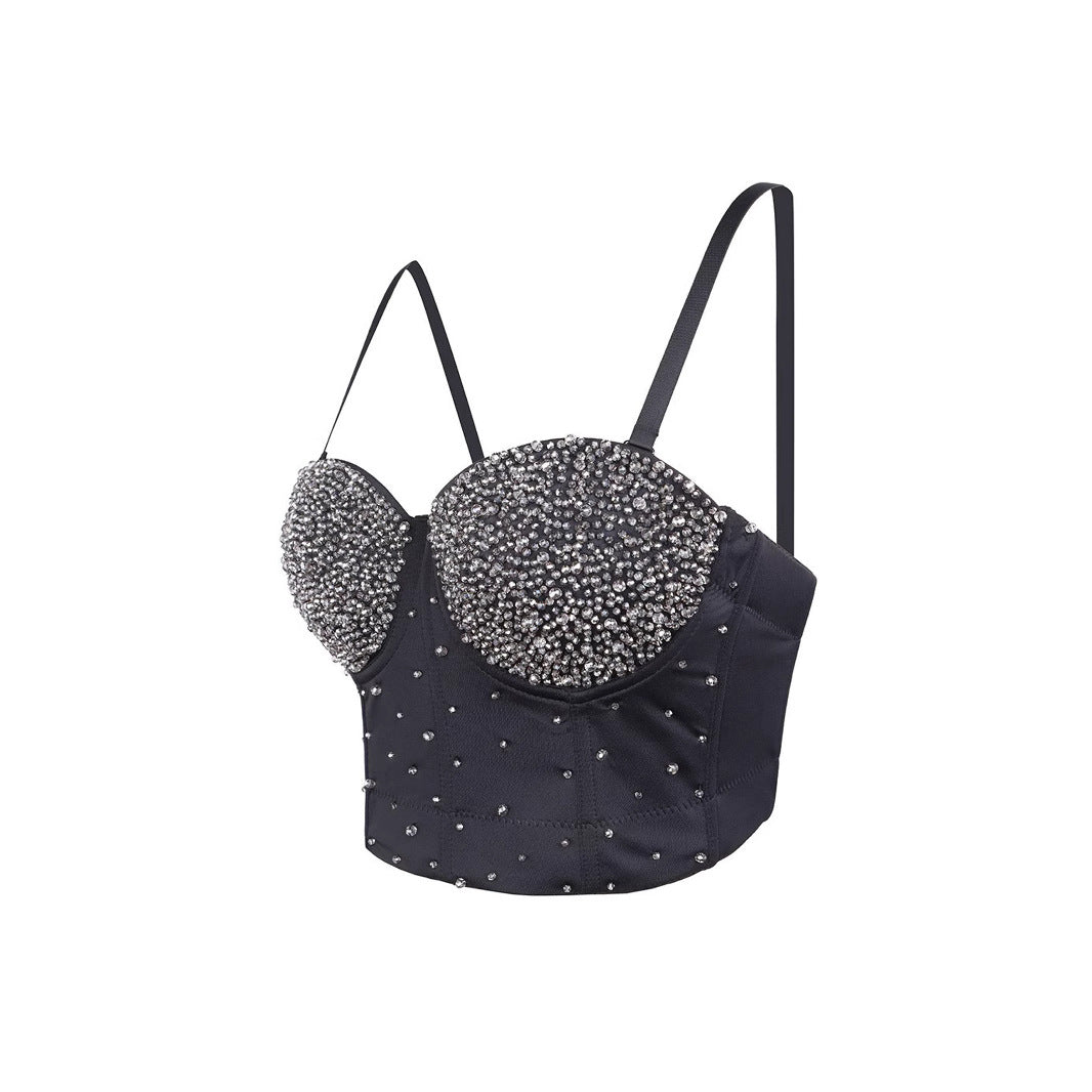 Women's Vest Handmade Beaded Boned Bustier Outerwear Small Strapless