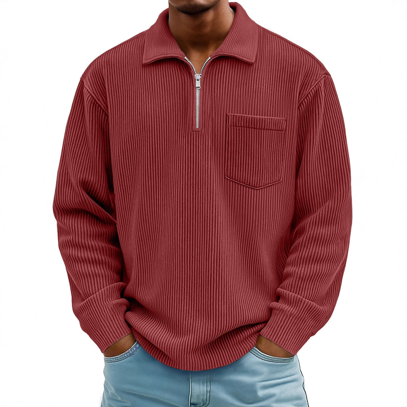 Zipper long sleeved pullover top