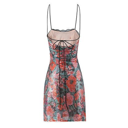 Multi pailletten camisole mini-jurk