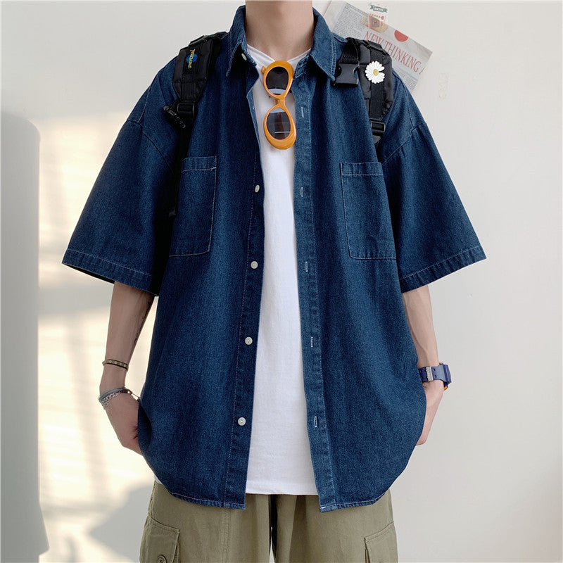 Casual Loose Fit Denim Shirt for Men