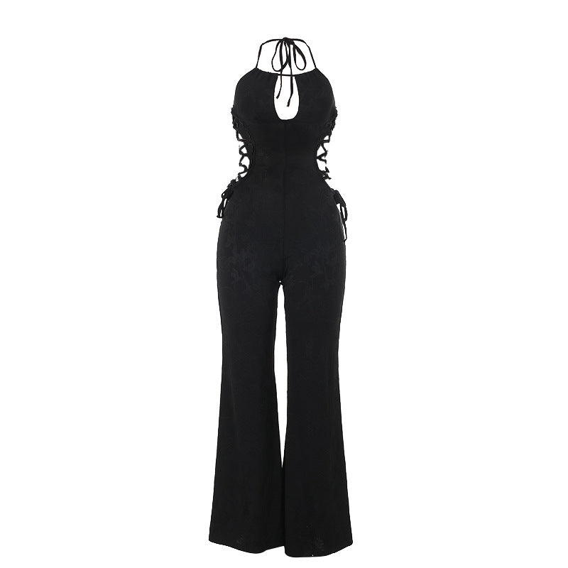 Hot girl slim fit sexy waist hollow jumpsuit
