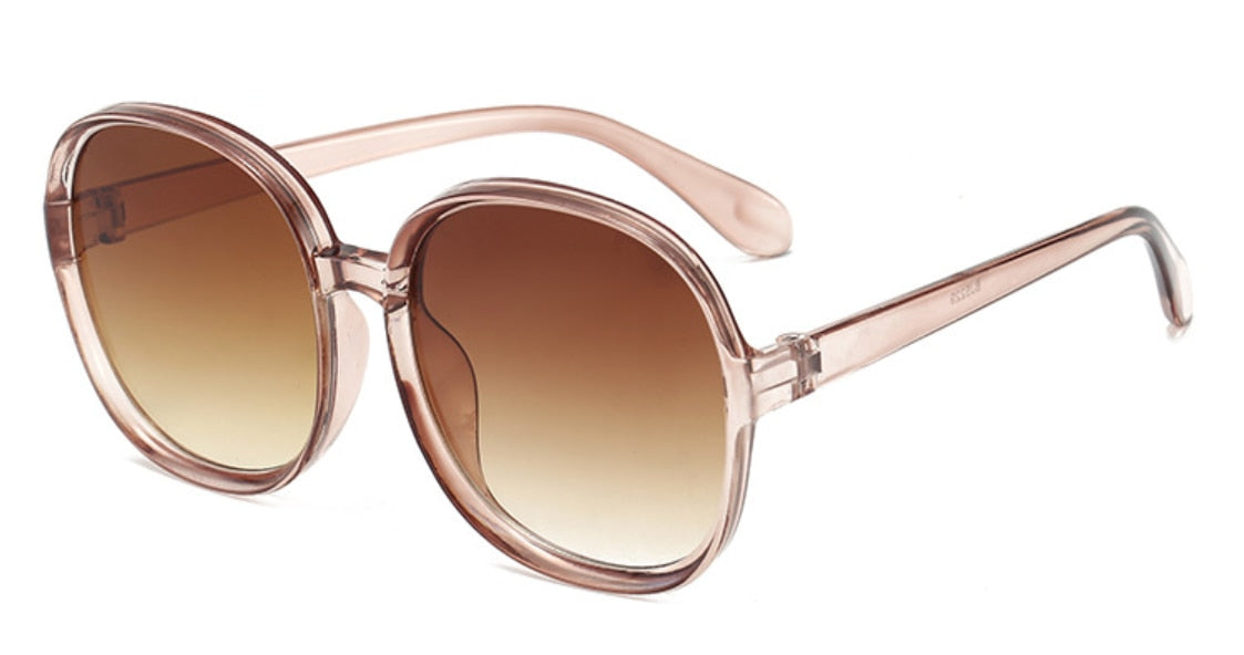 New Round Frame Sunglasses Women Retro Brand Designer Brown Black Oversized Lady Sun Glasses Female Fashion Outdoor Driving
