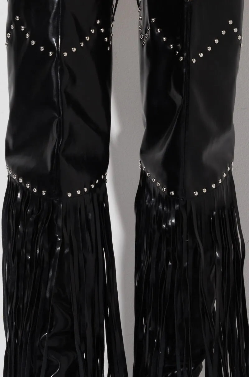 Overknee western cowboylaarzen met franjes