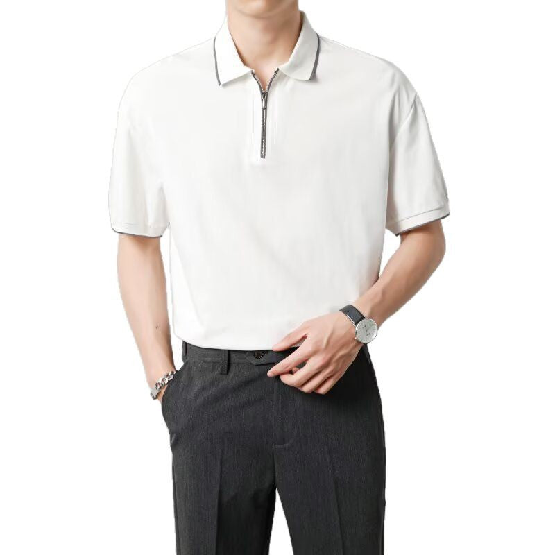 Summer loose half sleeved lapel casual top