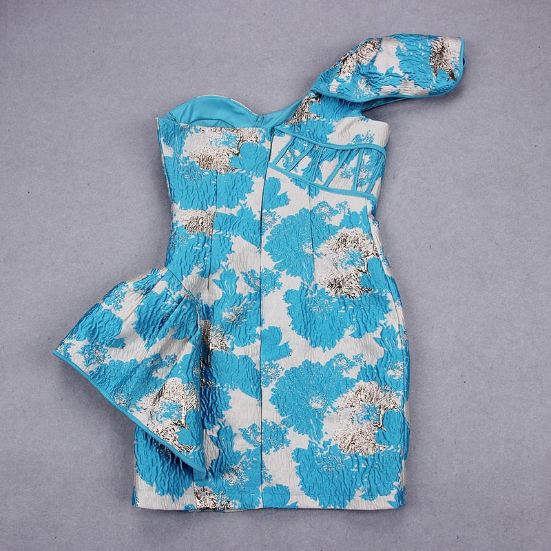 New Women's One Shoulder Jacquard Dress Clothing