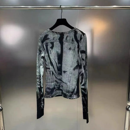 Spring New Collection Long Sleeve Print Shirt Distressed Bodycon Skirt Two Piece Set Women Tracksuits