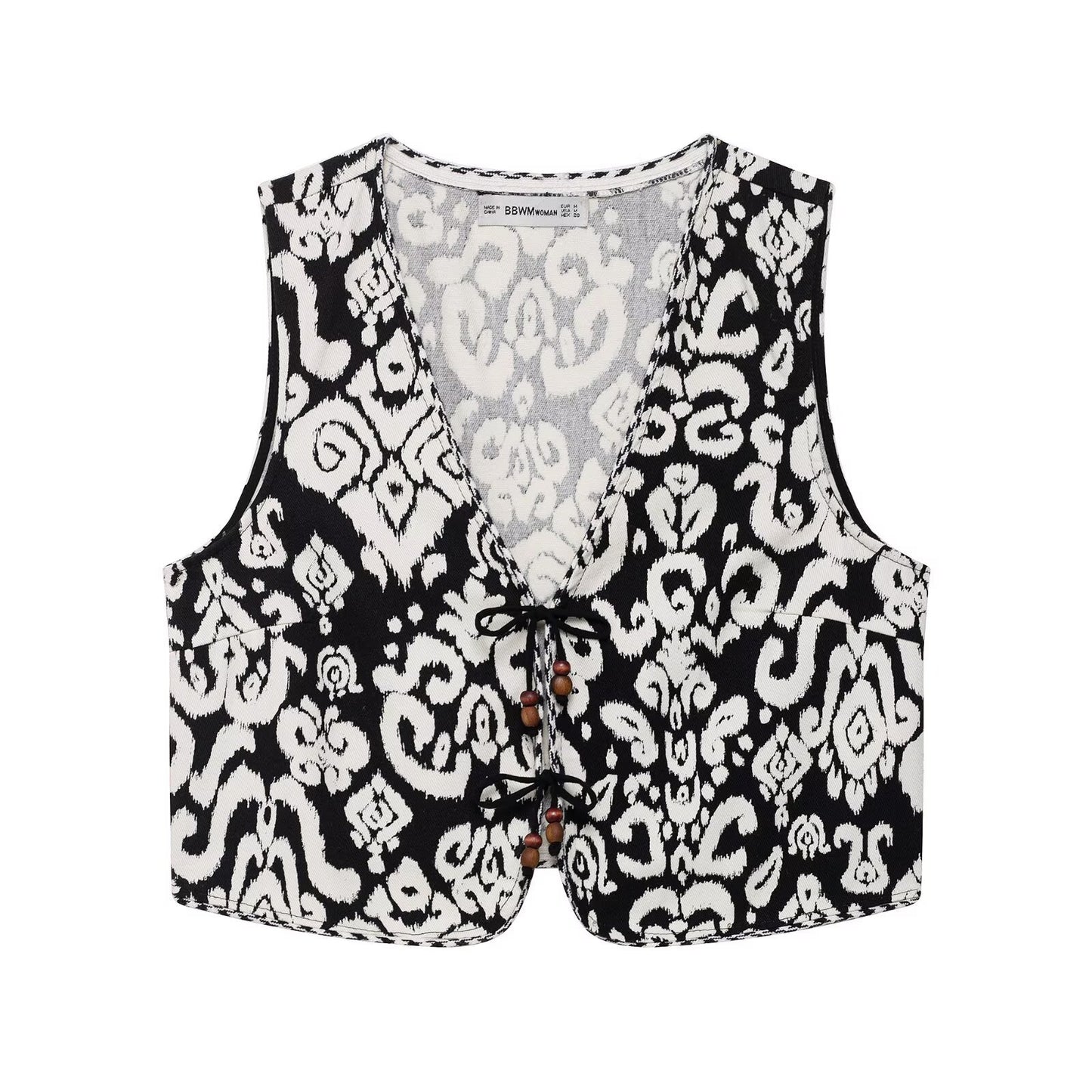Printed vest+skirt and pants set