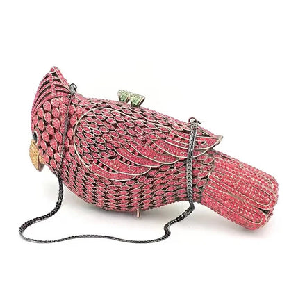 Clutch met spechtmotief en diamanten voor dames