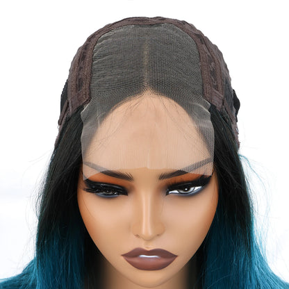 4x4 Lace Closure korte bobpruik van echt haar T1B/groen