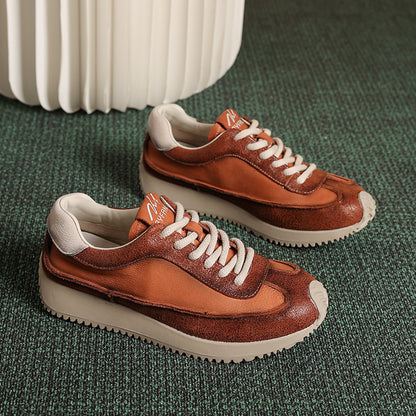 Handgemaakte retro casual schoenen van eerstelaags rundleer