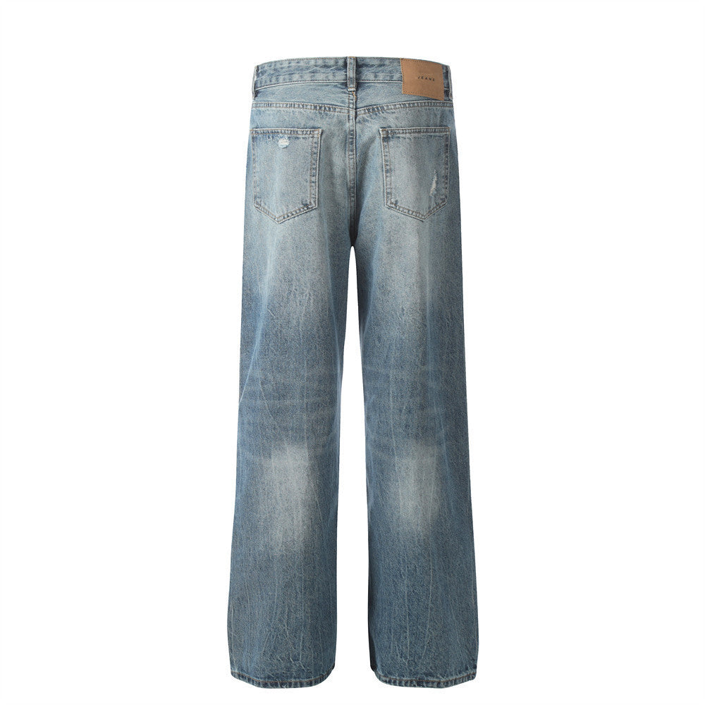 Gewassen en gerafelde jeans voor heren van het merk Street Tide