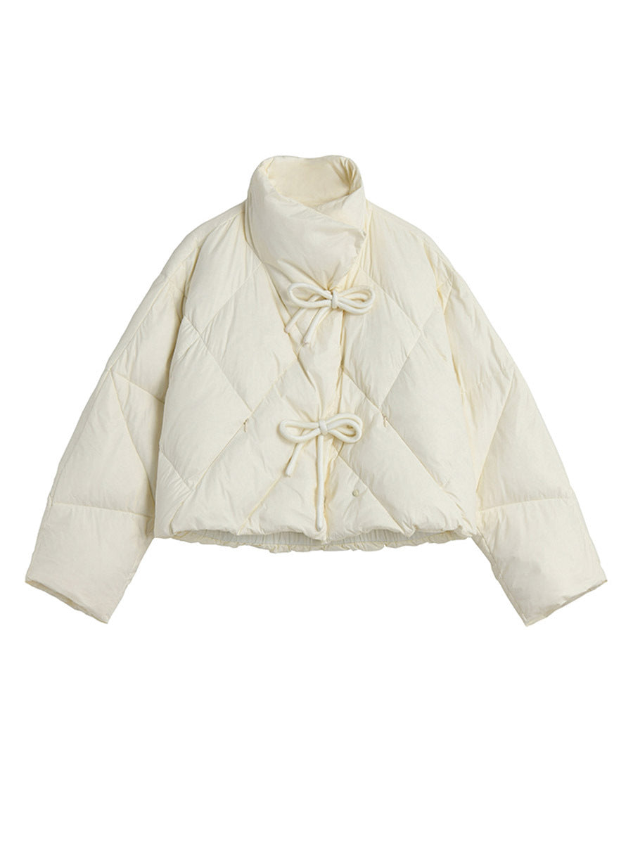 High-end staande kraag eendendons korte jas