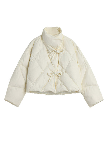 High-end staande kraag eendendons korte jas