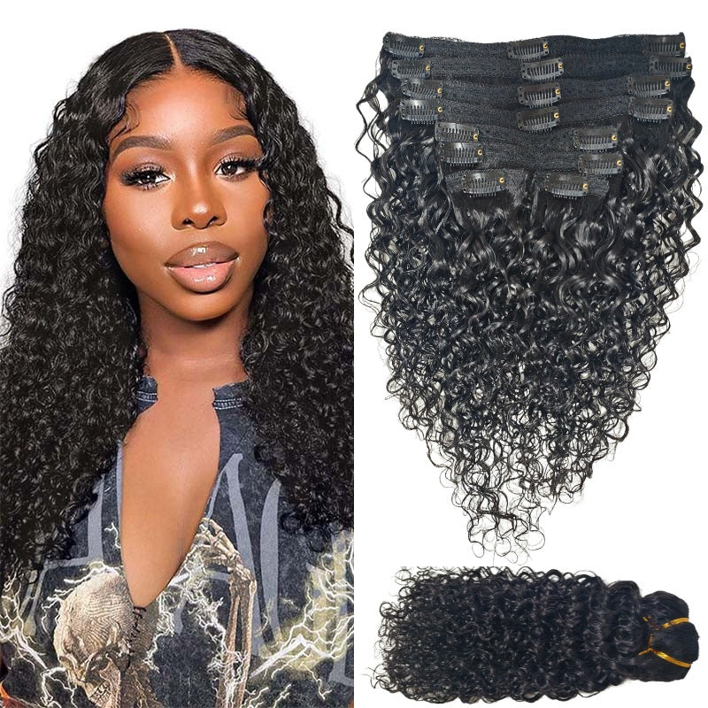 Clip-in Human Hair Extensions with Double Weft