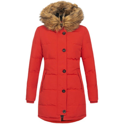 Womens Hooded Long Sleeve Warm Zipper Quilted Jacket