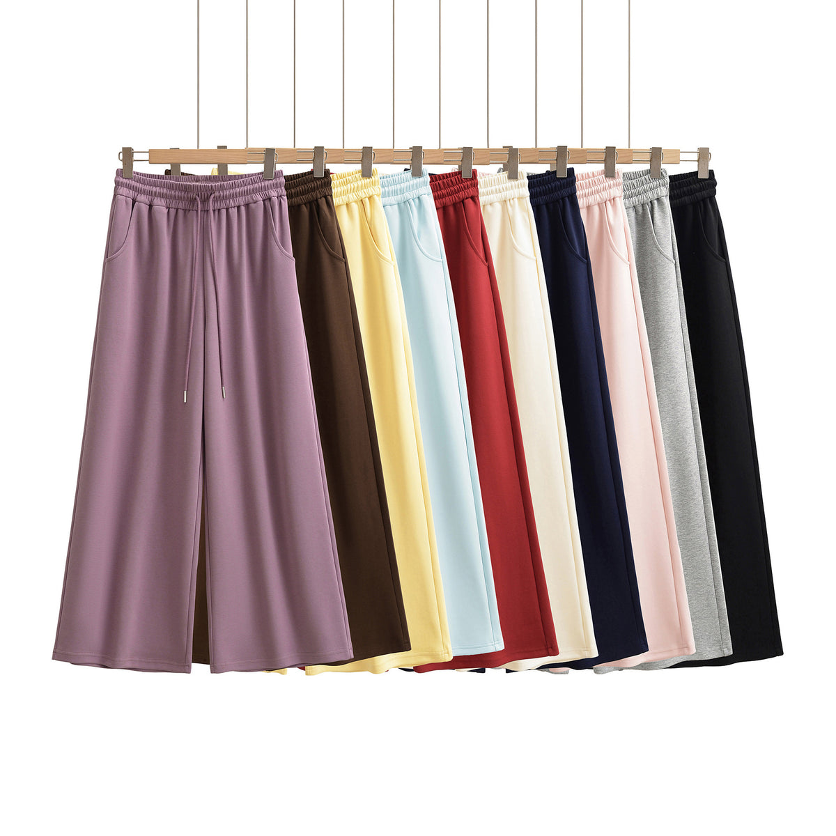Drawstring Elastic Waist Straight Pants for Women
