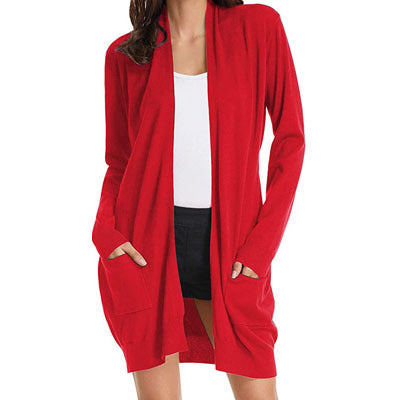 Dames open vest met lange mouwen en zakken