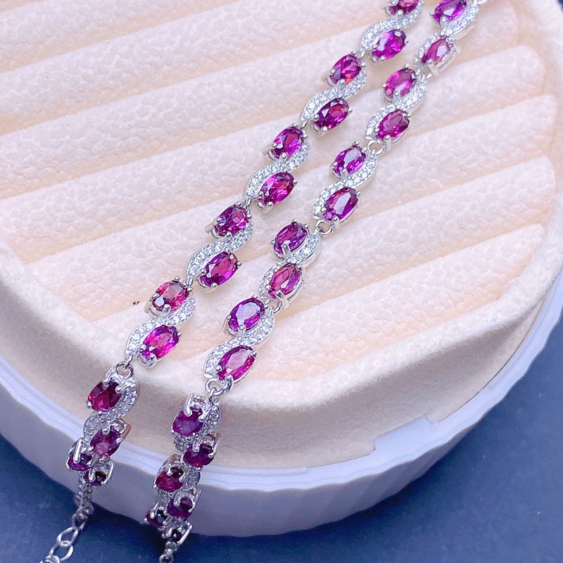 Verstelbare armband van magnesium aluminium granaat en sterling zilver