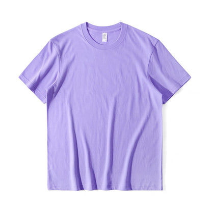 small neckline cotton loose short sleeve solid color bottoming T-shirt