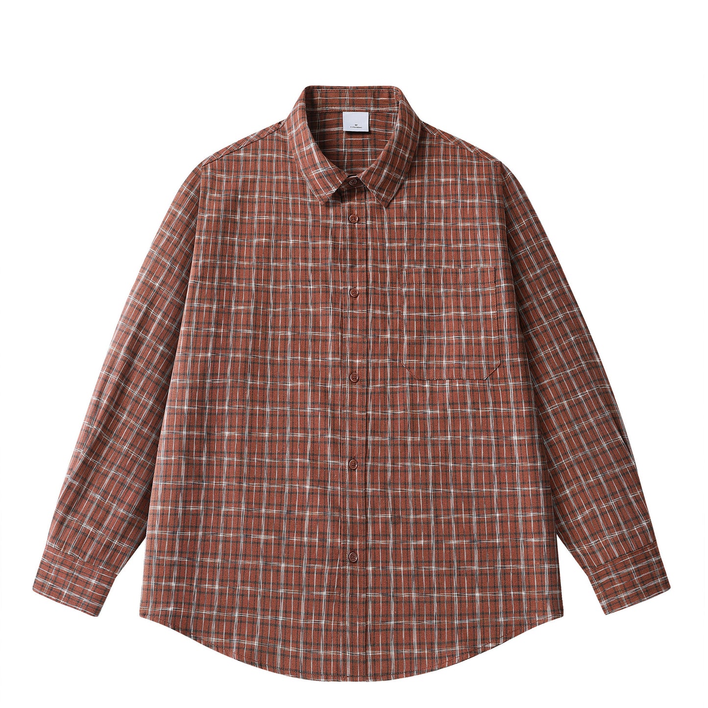 Wide-cut washed check shirt
