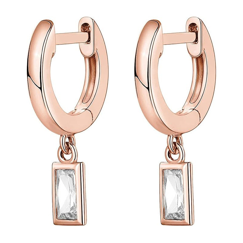 Brass Electroplated Zircon Stud Earrings