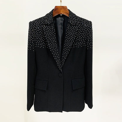 Rhinestone Slim Fit Blazer and Skirt Set