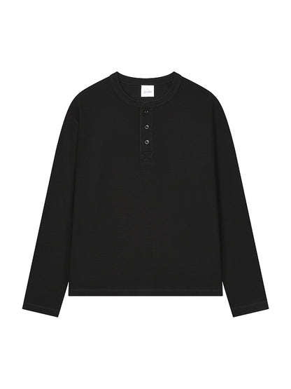 Men's Lightweight Waffle Knit Long Sleeve Henry Collar T-Shirt