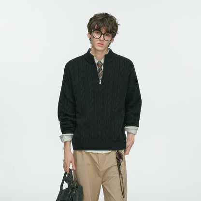 Half Zip Cable Knit Sweater