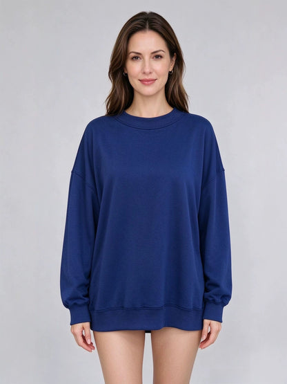 Womens Casual Knitted Pullover Long Sleeve Round Neck Loose Fit Autumn Top