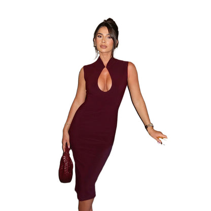 French Retro Slim Fit Sleeveless Dress