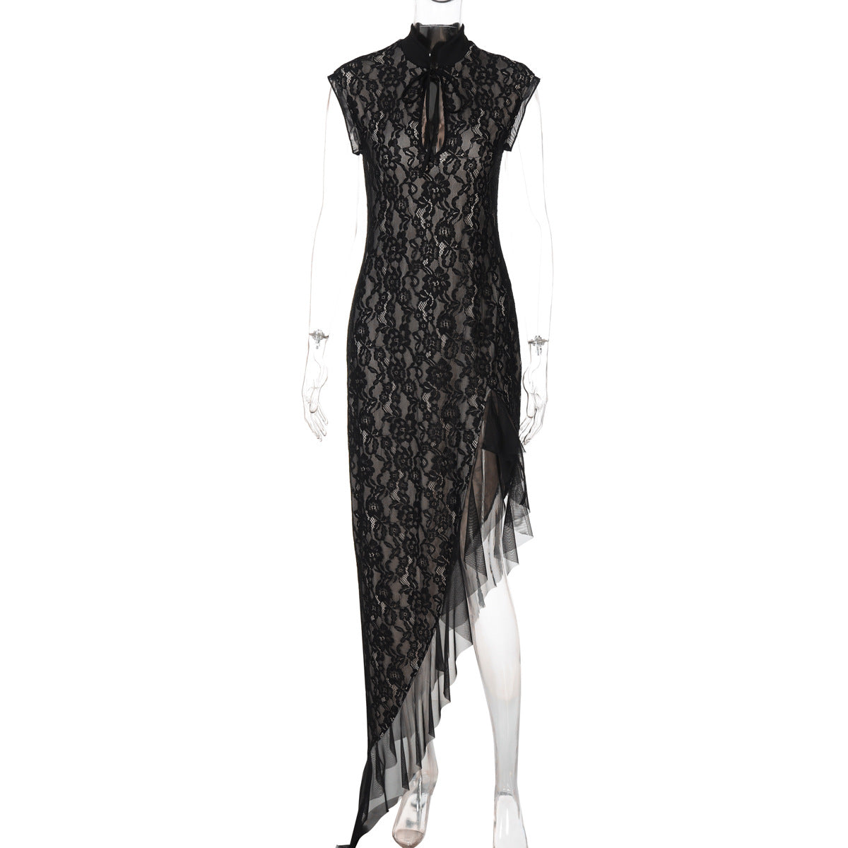 Women's Sexy Mesh See-through Lace Slim Fit Sleeveless Dress