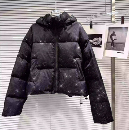 Starry sky shining, hooded cotton coat, cotton jacket, overcoat