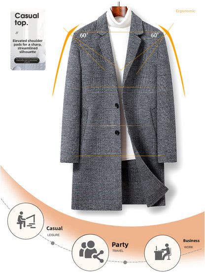 Mens Double-Sided Woolen Trench Coat