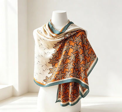 Women's Lijin Satin Scarf Floral Print Shawl