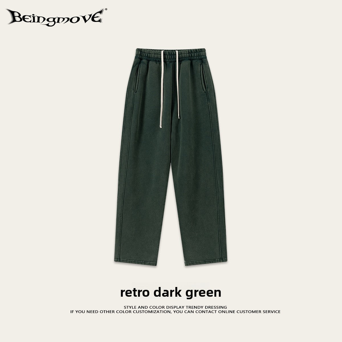 Retro Washed 400g Fleece Lined Curved Cut Straight Leg Sweatpants for Men