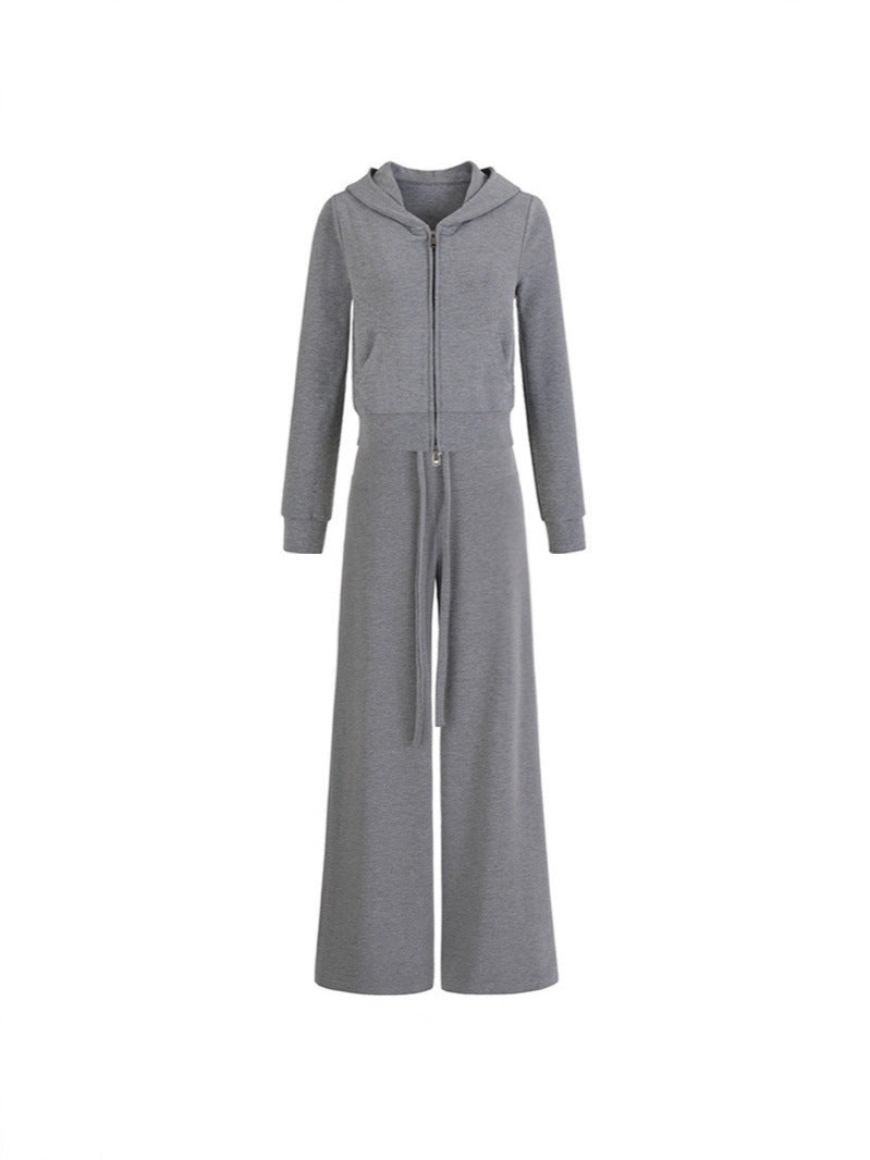 Casual Sports Suit  Hooded Zipper Slim Short Sweatshirt Jacket