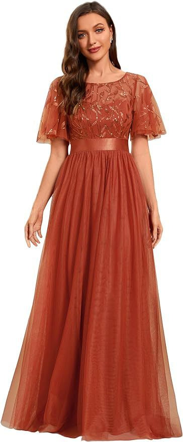 Bruidsmeisjesjurk met pailletten mesh en kant