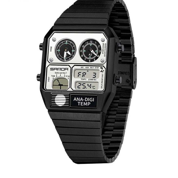 Dual Display 50m Water Resistant Electronic Watch