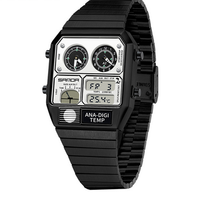 Dual Display 50m Water Resistant Electronic Watch