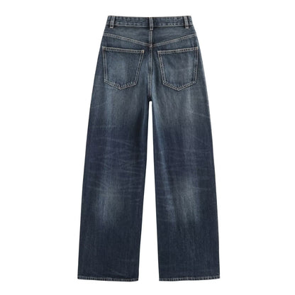 Women's High-Waist Wide-Leg Casual Denim Jeans