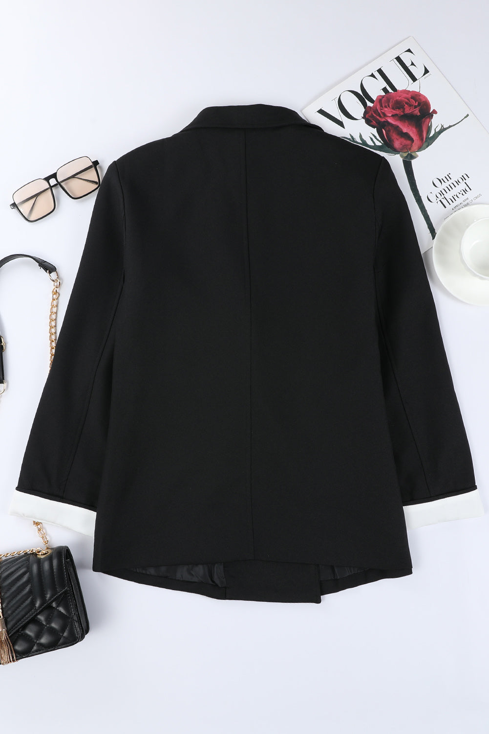 Apricot Buttoned Lapel Collar Blazer with Pocket
