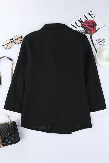 Apricot Buttoned Lapel Collar Blazer with Pocket