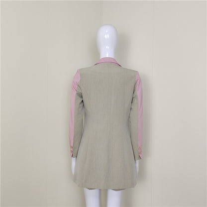 Diepe V-hals Dubbelrijs Blazer En Shorts Tweedelig Pak