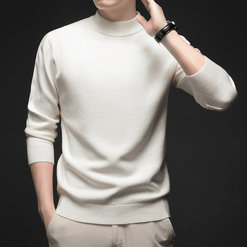 Men's Half-Turtleneck Slim-Fit Fleece-Lined Knit Sweater