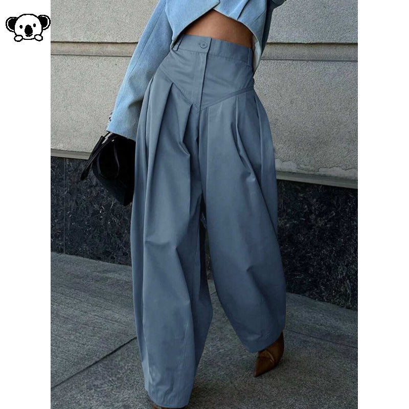 Women High Waist Slim Fit Wide Leg Denim Pants