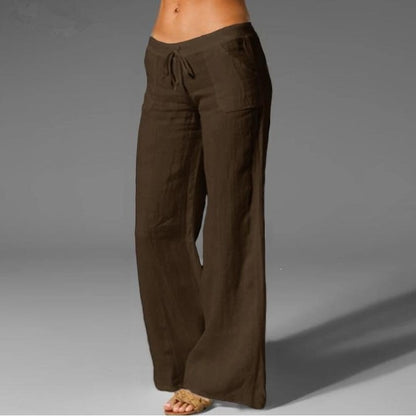 Womens High Waisted Wide Leg Pants Cotton Linen Casual Trousers