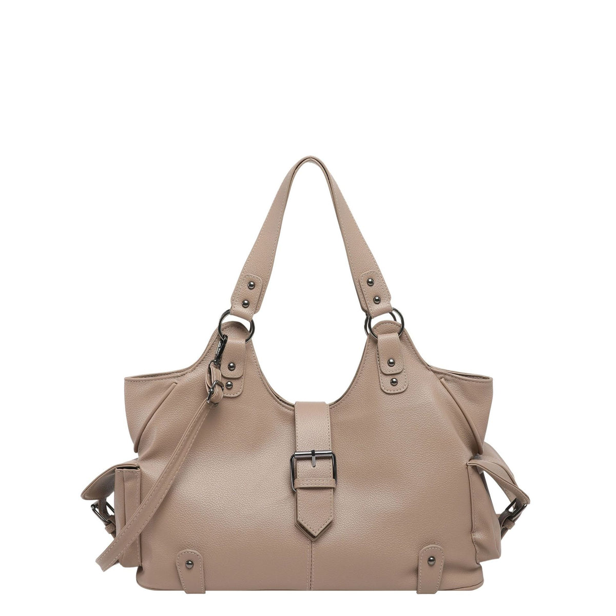 Large Capacity Retro Tote Bag with Rivets Lock Buckle